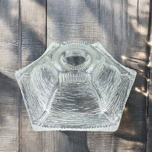 L E Smith Glass Pagoda Candle Holder Single Candle Stick Holder Clear Textured